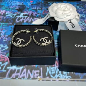 chanel chain double c earrings