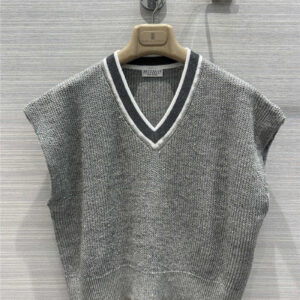 BC sequined linen yarn V-neck vest top