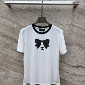 chanel sequined bow embroidered short-sleeved T-shirt