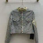 louis vuitton LV stand collar checkerboard short jacket