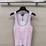 chanel letter crochet contrasting vest top