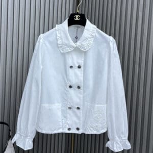 chanel lace pearl beaded shirt