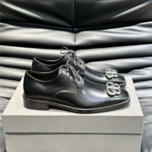 Balenciaga classic men's BB buckle leather shoes