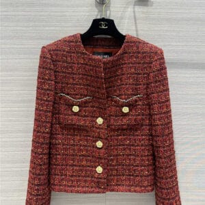 chanel red gold jacket