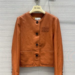 miumiu preppy leather jacket