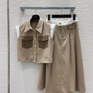 louis vuitton LV sleeveless top vest + skirt suit