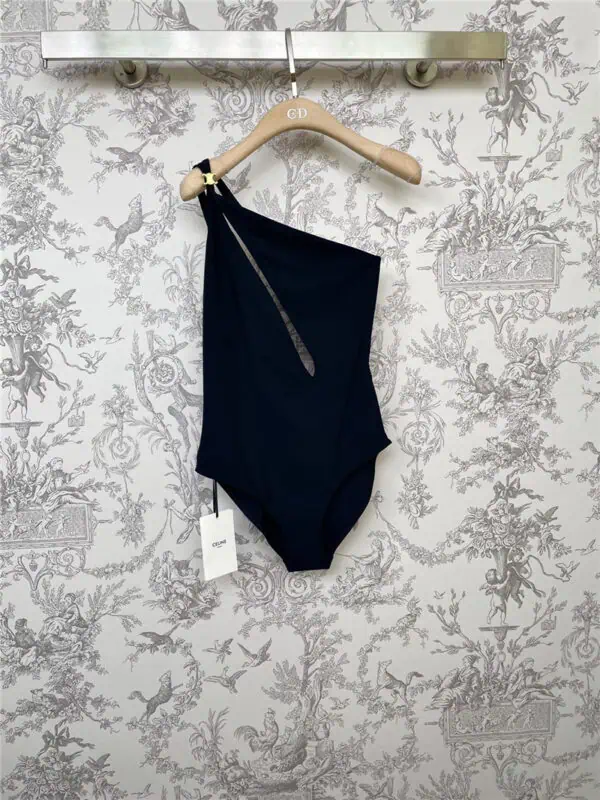 celine new diagonal hollow one-piece swimsuit