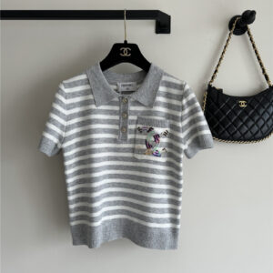 chanel new lapel striped short sleeves
