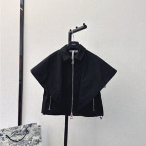 dior black short cape sleeve vest jacket