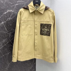 fendi Maillard patchwork double F hooded shirt jacket