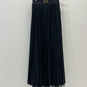 fendi patchwork lace long pleated skirt