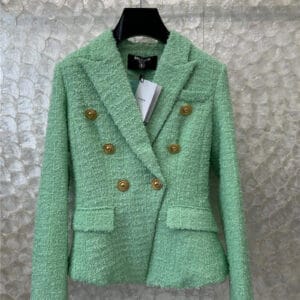 chanel green waisted tweed suit