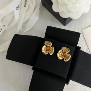 chanel vintage gold floral earrings