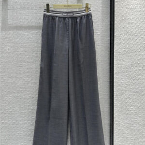 miumiu gray wide-leg straight pants
