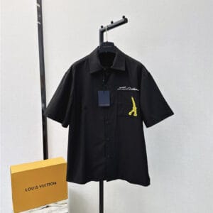 louis vuitton LV new embroidered chest lapel short-sleeved shirt