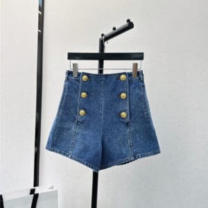Balmain double-breasted denim shorts with metal buttons