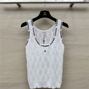 CHANEL hollow hook knitted vest top