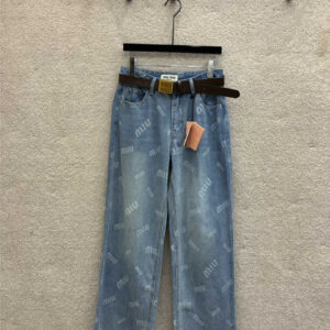 miumiu belted straight jeans