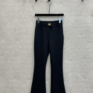 miumiu bell-bottom pants with metal buckles