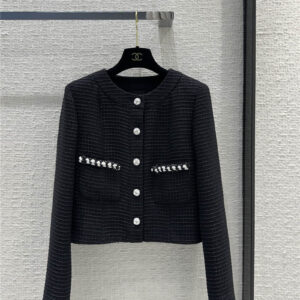 chanel classic black short coat