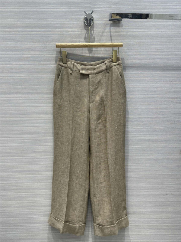 BC gold silk cotton and linen straight suit pants replica clothes