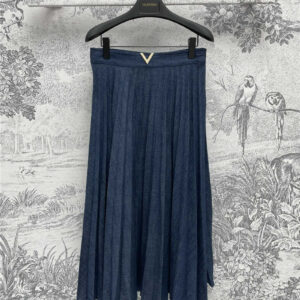 valentino V label denim pleated long skirt replica d&g clothing