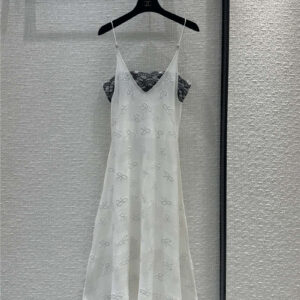 chanel lace patchwork jacquard suspender dress replica clothes