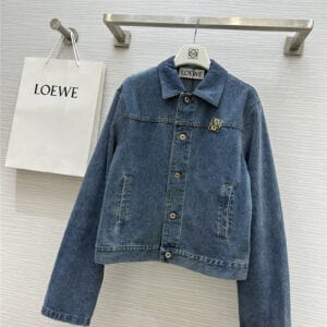 loewe logo badge denim jacket replicas clothes