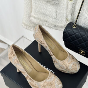 chanel double C rhinestone high heels replica shoes