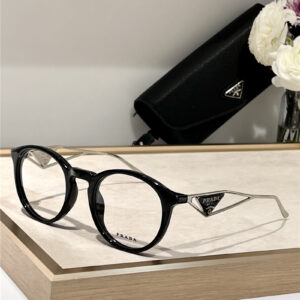 prada small round frame plain frame glasses