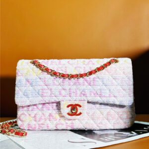 chanel woolen pink CF bag large