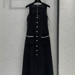 chanel fine plaid black vest dress replica designer clothes