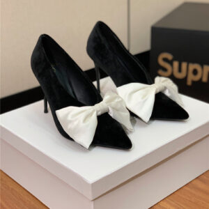 Balmain bow velvet high-heeled shoes margiela replica shoes