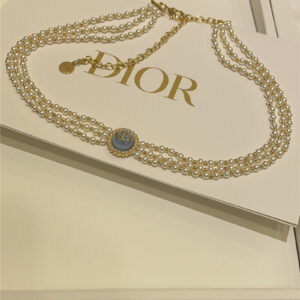 dior glass bead triple pearl choker waist chain