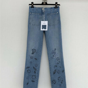 chanel double pocket embroidered jeans replica clothing