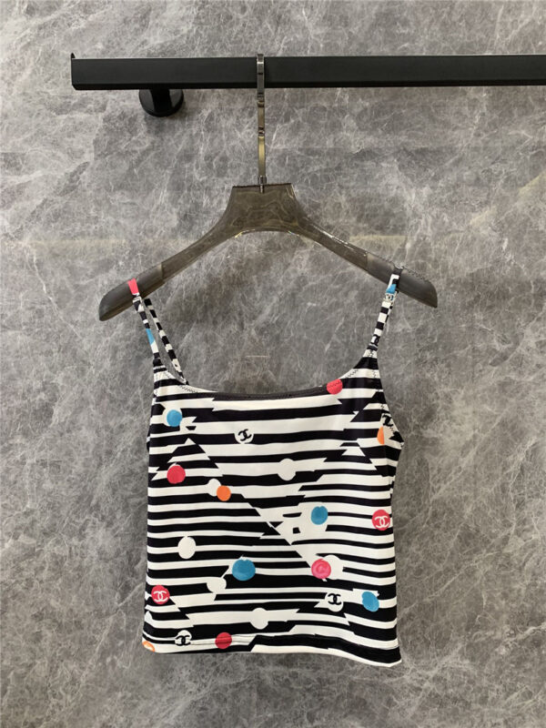 chanel printed vest + shorts swimsuit set replicas clothes