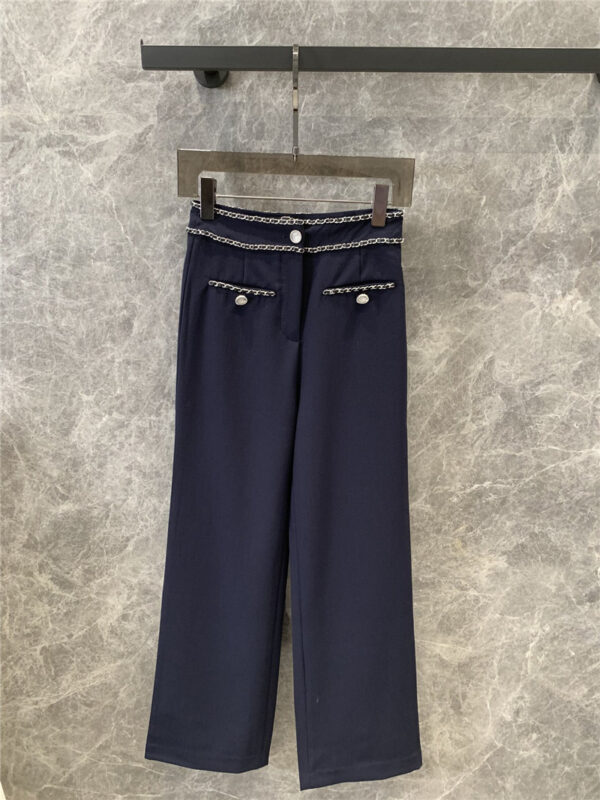 chanel metal chain casual straight pants replica clothes
