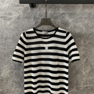 celine striped knitted short-sleeved top replicas clothes