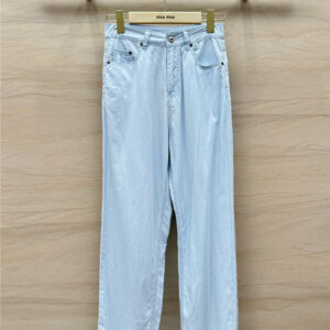 miumiu retro blue and white denim trousers replicas clothes