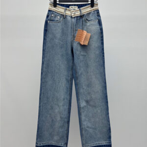 miumiu letter web denim wide leg pants replicas clothes