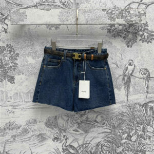 celine Arc de Triomphe belt denim shorts replica clothing