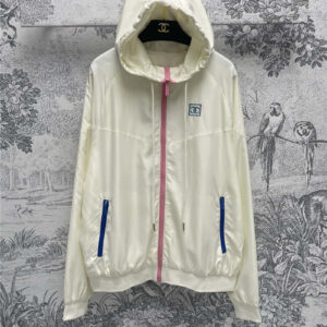 chanel letter embroidered hooded jacket replica clothes