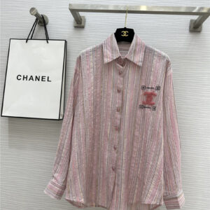 chanel cotton and linen striped shirt replica designer clothes