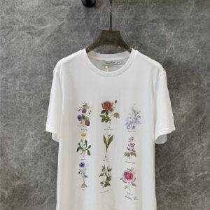 dior botanical print round neck short-sleeved T-shirt replica clothing