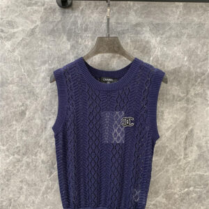 chanel double C rhombus hollow knitted vest replica clothes