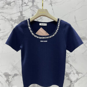 miumiu studded U-neck knitted T-shirt replica d&g clothing