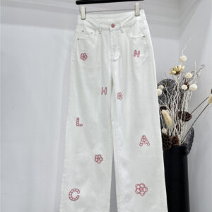 chanel classic embroidered jeans replicas clothes