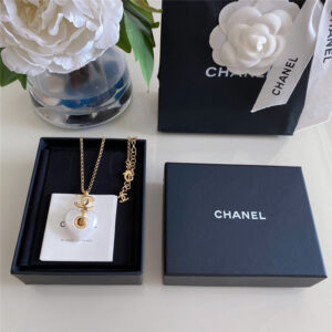 chanel gold double c white love necklace