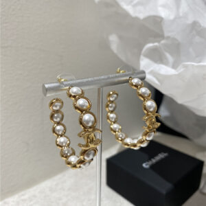 chanel round hoop pearl earrings