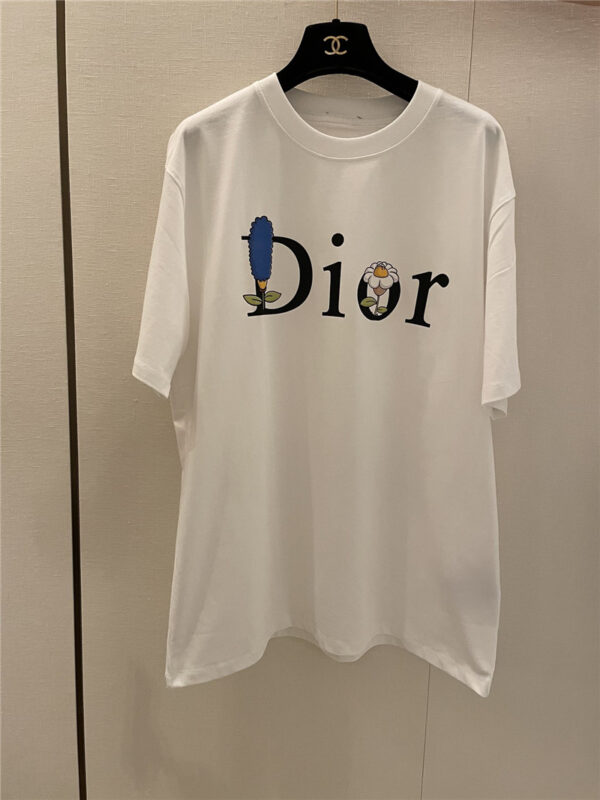 dior colorful letters logo short sleeve replica d&g clothing